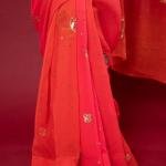 Orange & Pink Shaded Real Silver Work Saree | Pure Chiffon, Butta Design | Jaipurio Luxury Collection